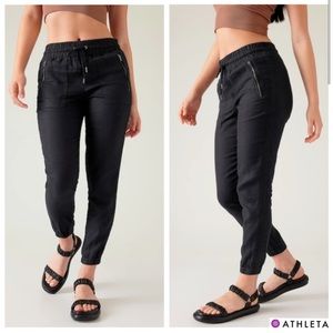 Athleta Cabo Linen Jogger Black Size 8